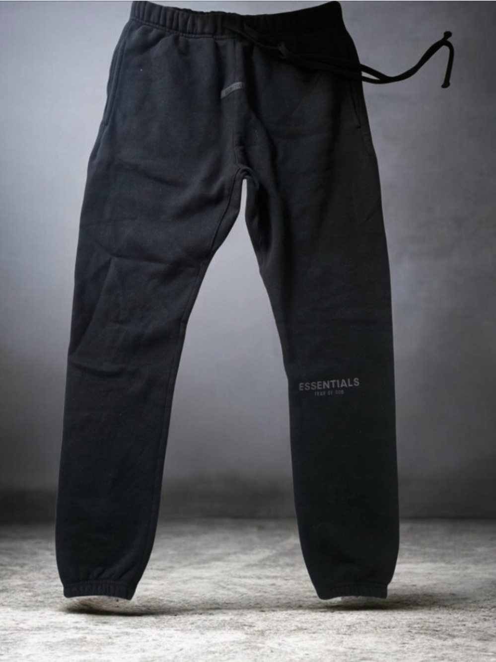 Essentials Black Men's Joggers with Subtle Logo